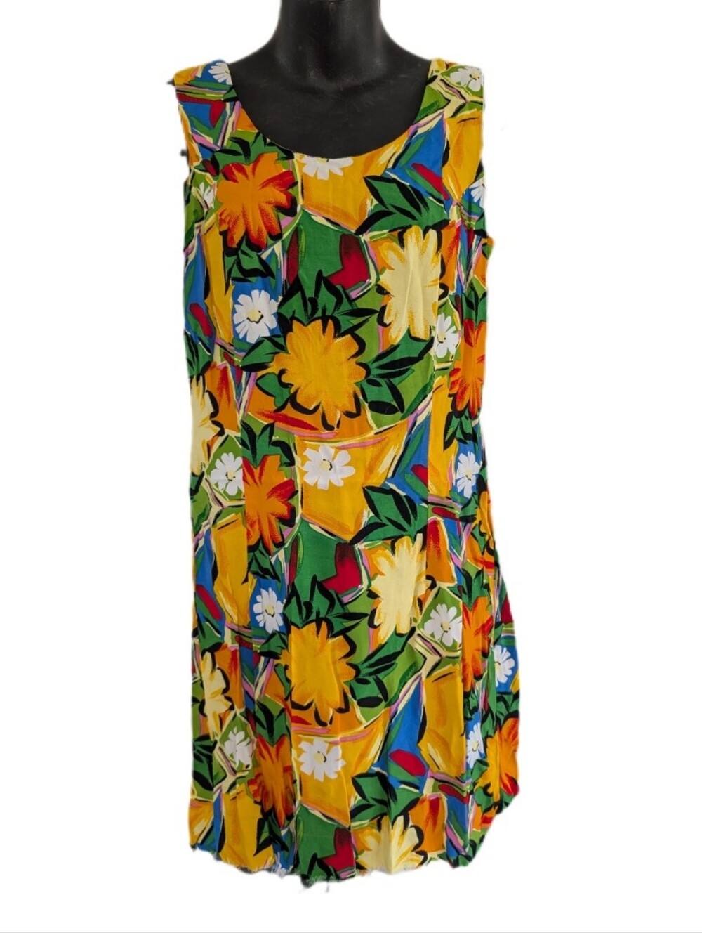 Floral Vintage 80s Tropical Dress Size L READ